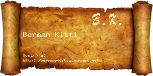 Berman Kitti névjegykártya